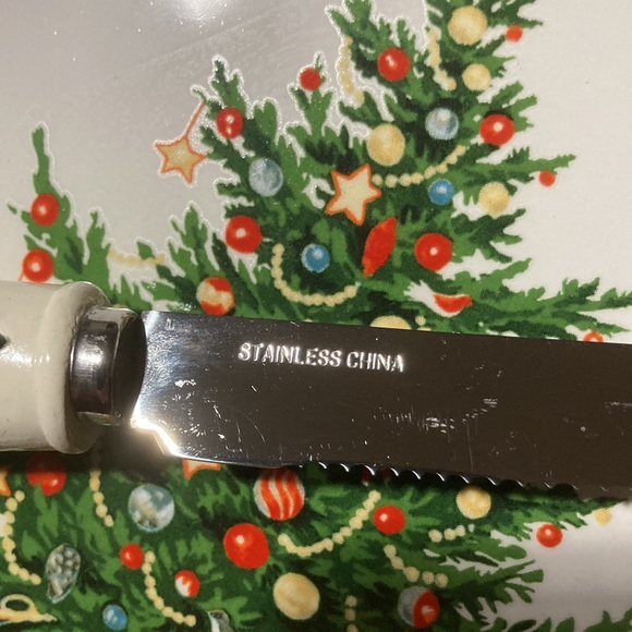 8.5” PFALTZGRAFF China CHRISTMAS SERVING PLATE PLATE and Matching Cheese KNIFE - Picture 4 of 6